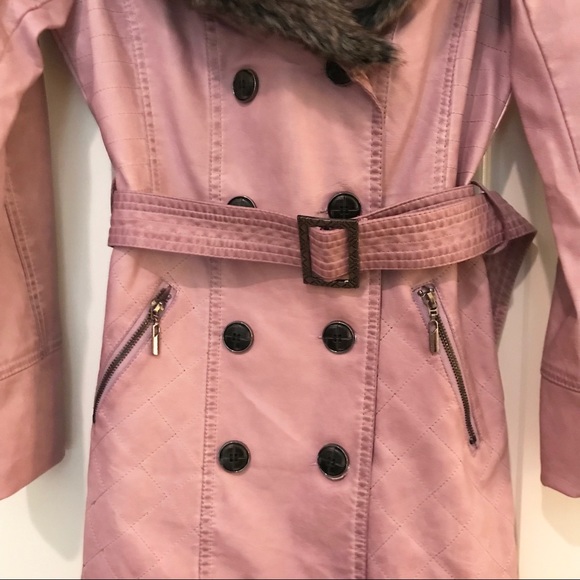 NWOT Mauve/Lavendar Faux Fur Collar Leather Jacket - Picture 2 of 6